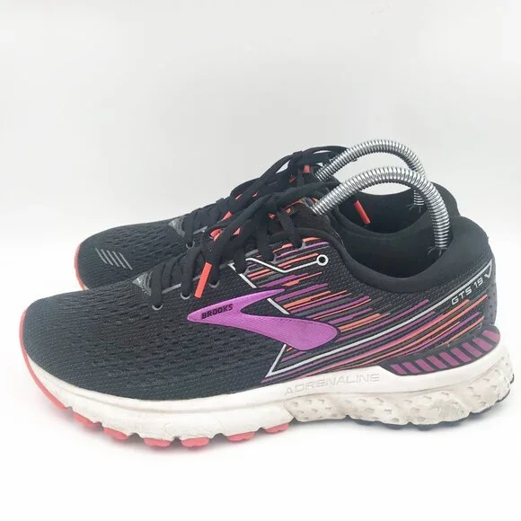 BROOKS Adrenaline 19 Black Purple Athletic Running Sneaker Trainer Shoe Size 9.5 - Picture 4 of 9